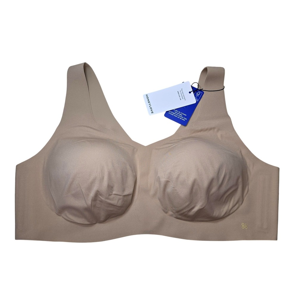 Honeylove Bra Womens 3XL Beige Wireless Seamless T-Shirt Molded Support Comfort